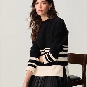 Next Black and Cream Striped Crewneck Sweater